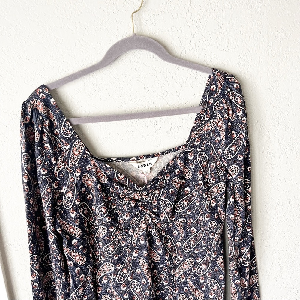 BODEN Sweetheart Neckline Paisley Mini Dress 12R NWT - Picture 4 of 10